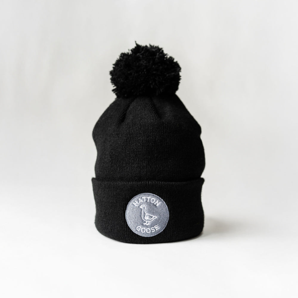 Kids Black Bobble Hat