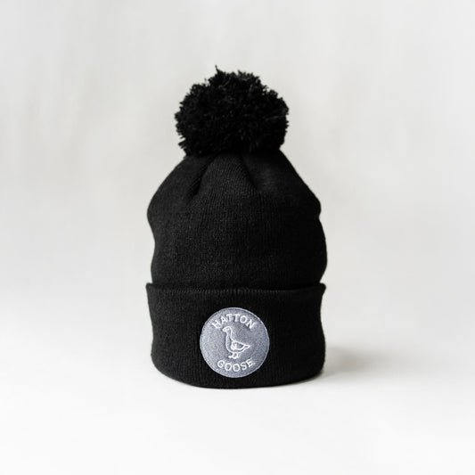 Kids Black Bobble Hat